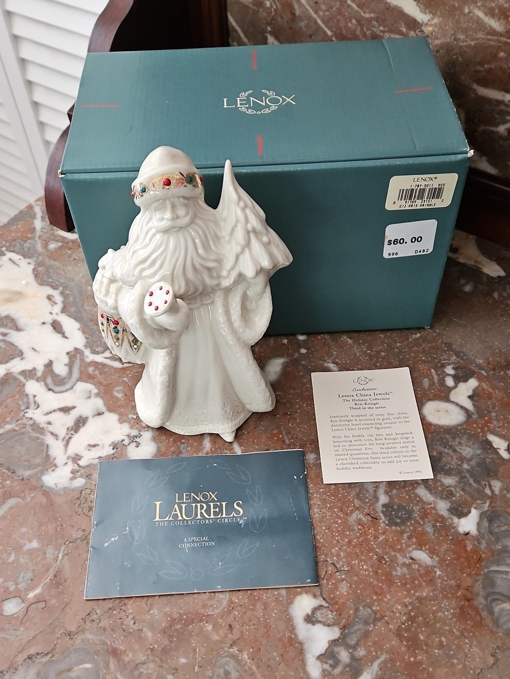Vintage 1995 Lenox China Jewels Kris Kringle #3 In Series USA